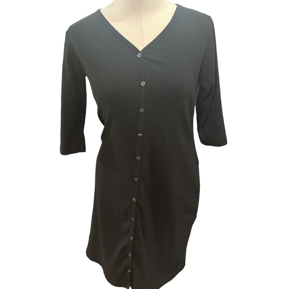 The Territory Ahead Black Button Down Knee Length Jersey Dress Size Medium - Picture 4 of 4